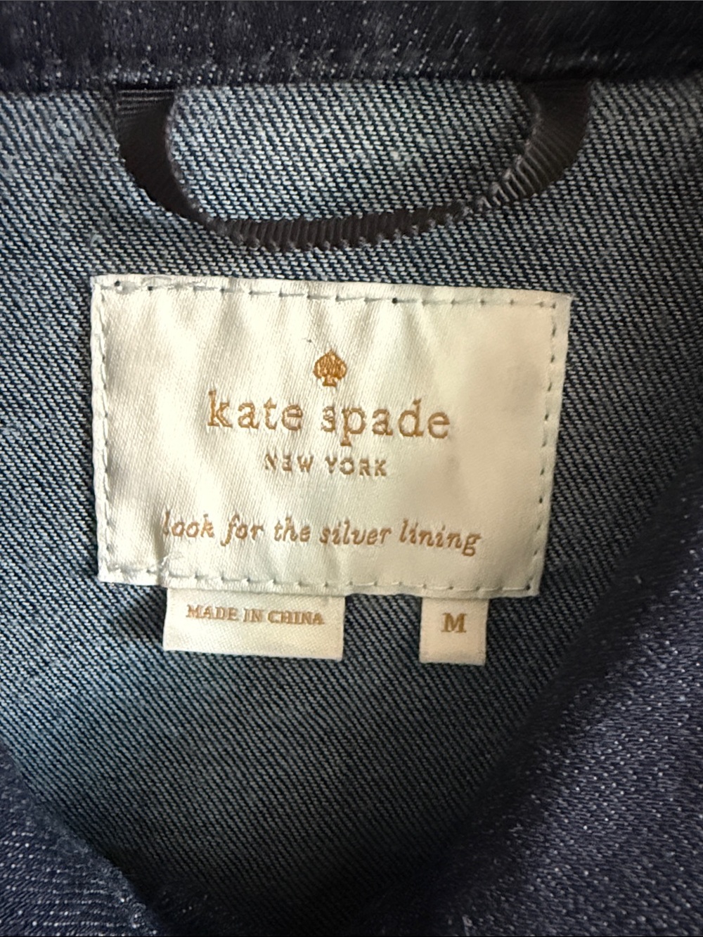 kate spade navy denim ruffle-hem jean jacket - Picture 3 of 5
